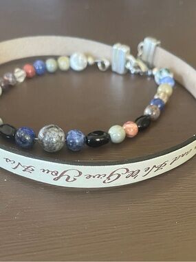 Inspirational Multicolor Beaded & Wrap Leather Bracelet, Adjustable, Sizable